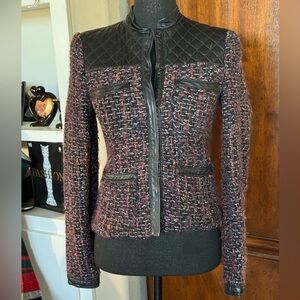 Zara Leather and Tweed Moto‎ Blazer